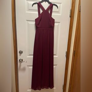 Lulu’s Formal Dress Bridesmaid Prom Sz S Cranberry Lined Sleeveless Wide Straps